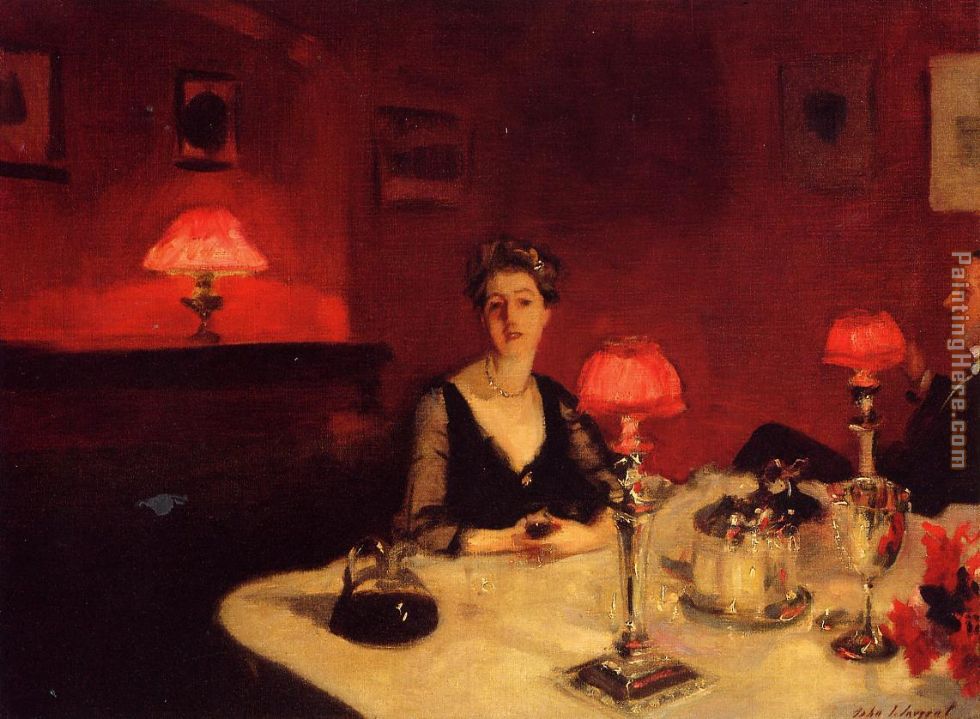 A Dinner Table at Night painting - John Singer Sargent A Dinner Table at Night art painting